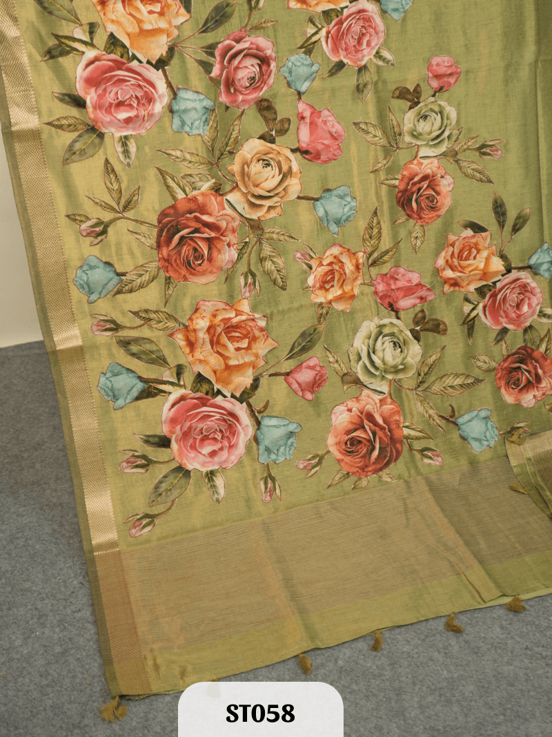 Kalamkari Appliqué work Saree - Premium Semi Tussar