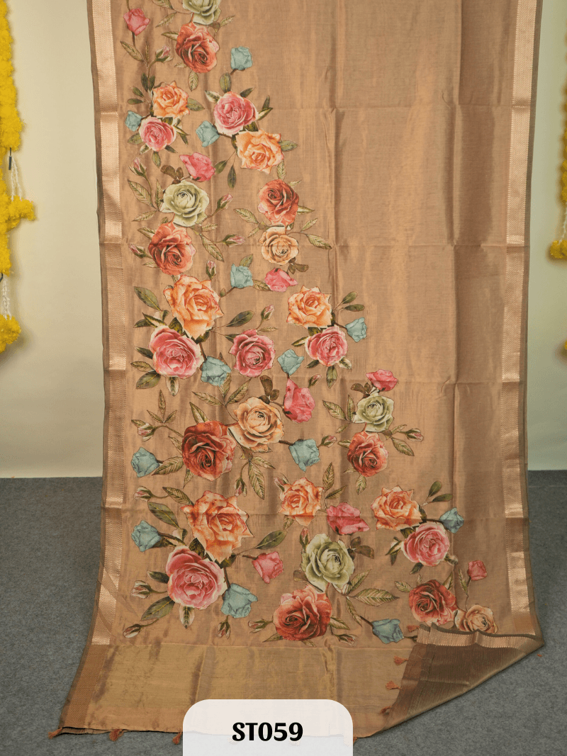 Kalamkari Appliqué work Saree - Premium Semi Tussar