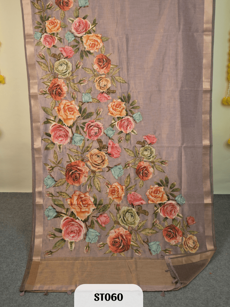 Kalamkari Appliqué work Saree - Premium Semi Tussar