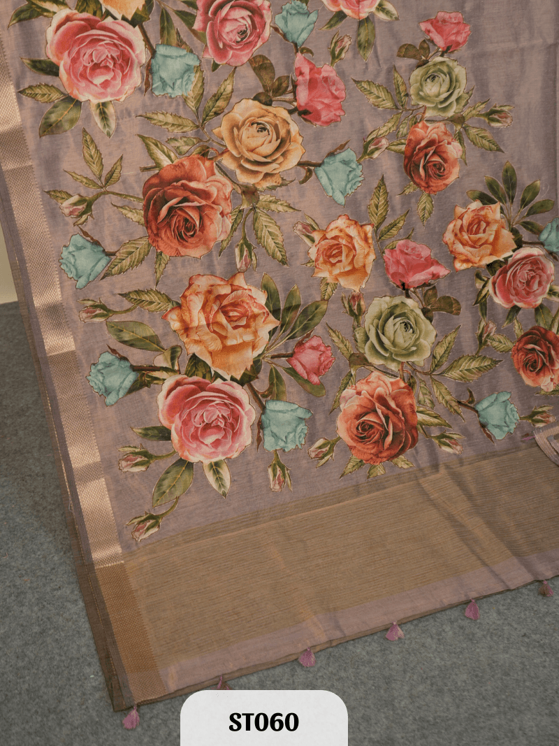 Kalamkari Appliqué work Saree - Premium Semi Tussar