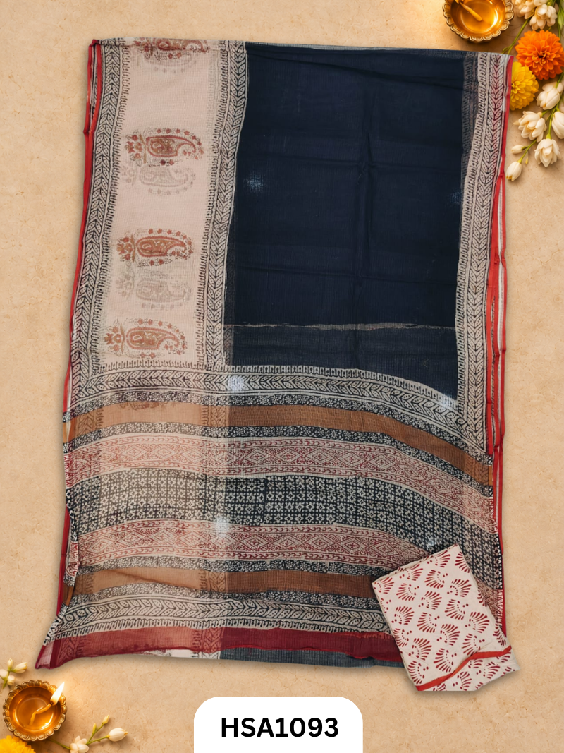 Hand Block Printed Traditional Designs & Multi Colour Combinations Kota Doria Sarees