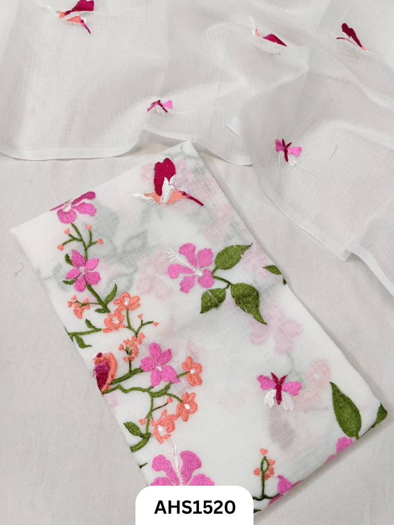 Kota Cotton Embroidery Work Dress Material