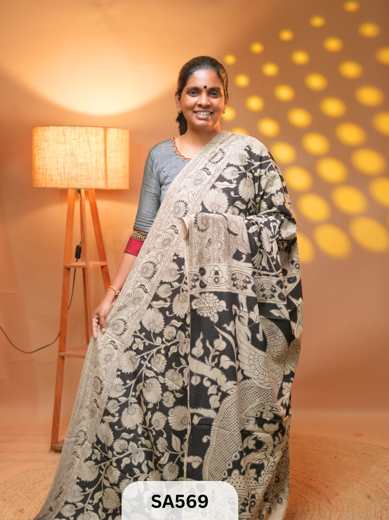 Kalamkari malmal cotton saree Ravi Sun Kalamkari