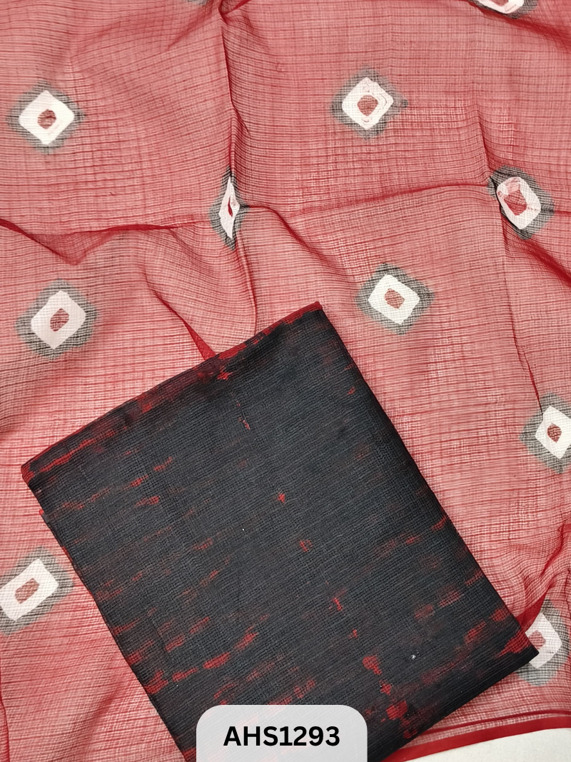 Pure Kota Cotton Shibori Print Dress Material Top & Dupatta 2.5mtr