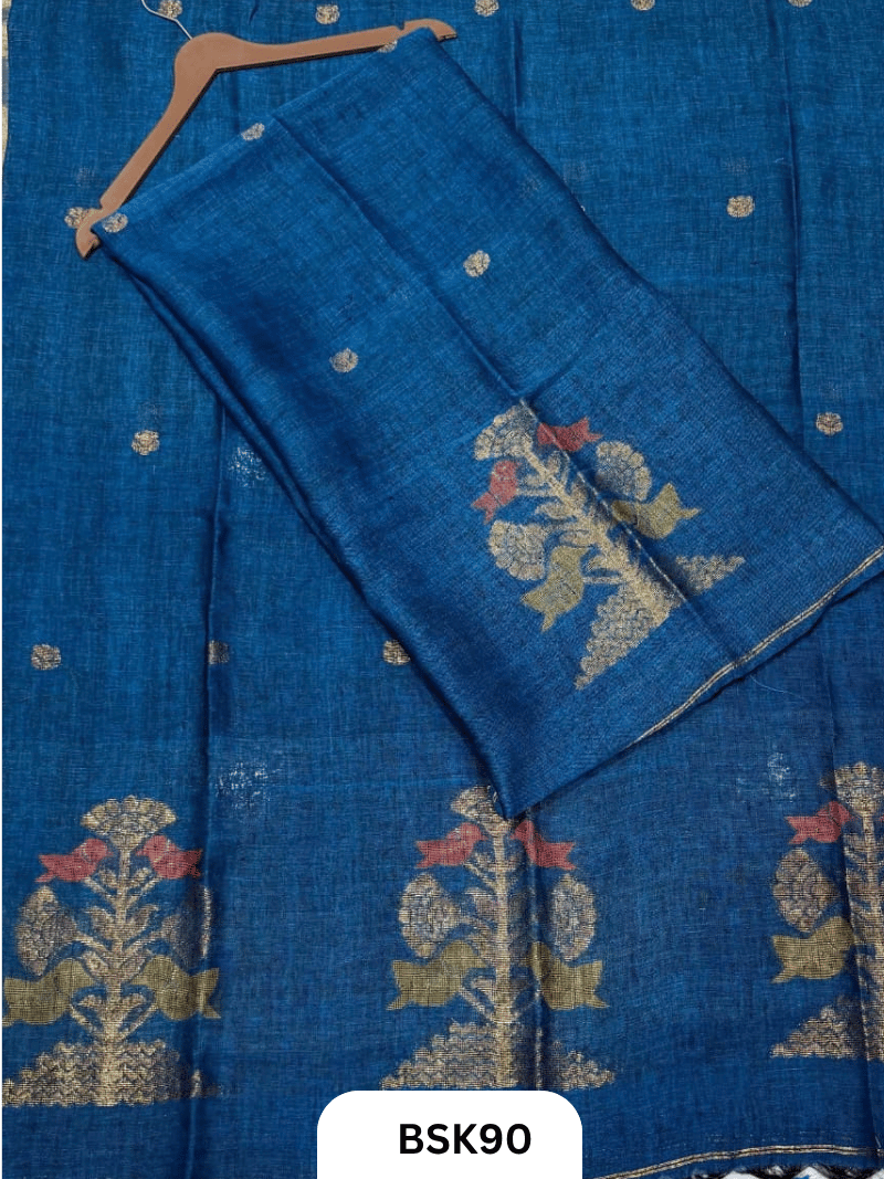 Pure Handloom Linen Salwar Suit with Jamdani and Meenakari weave Top 2.7 mtr Duppata Rs 2.5mtr