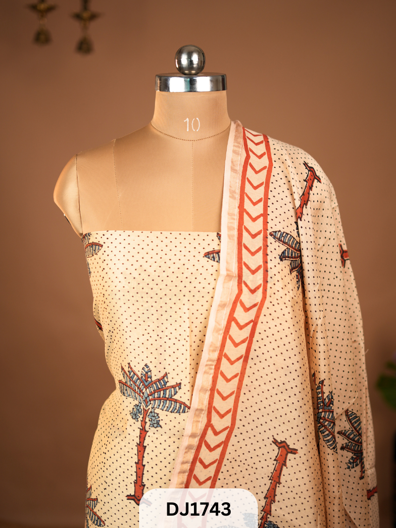 CHANDERI WITH AJRAKH PRINT SALWAR SUIT