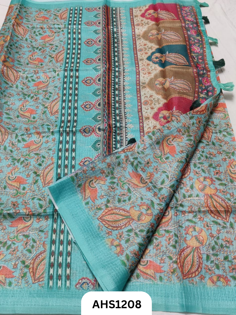 Soft Silk Kota Digital Print Saree With Blouse