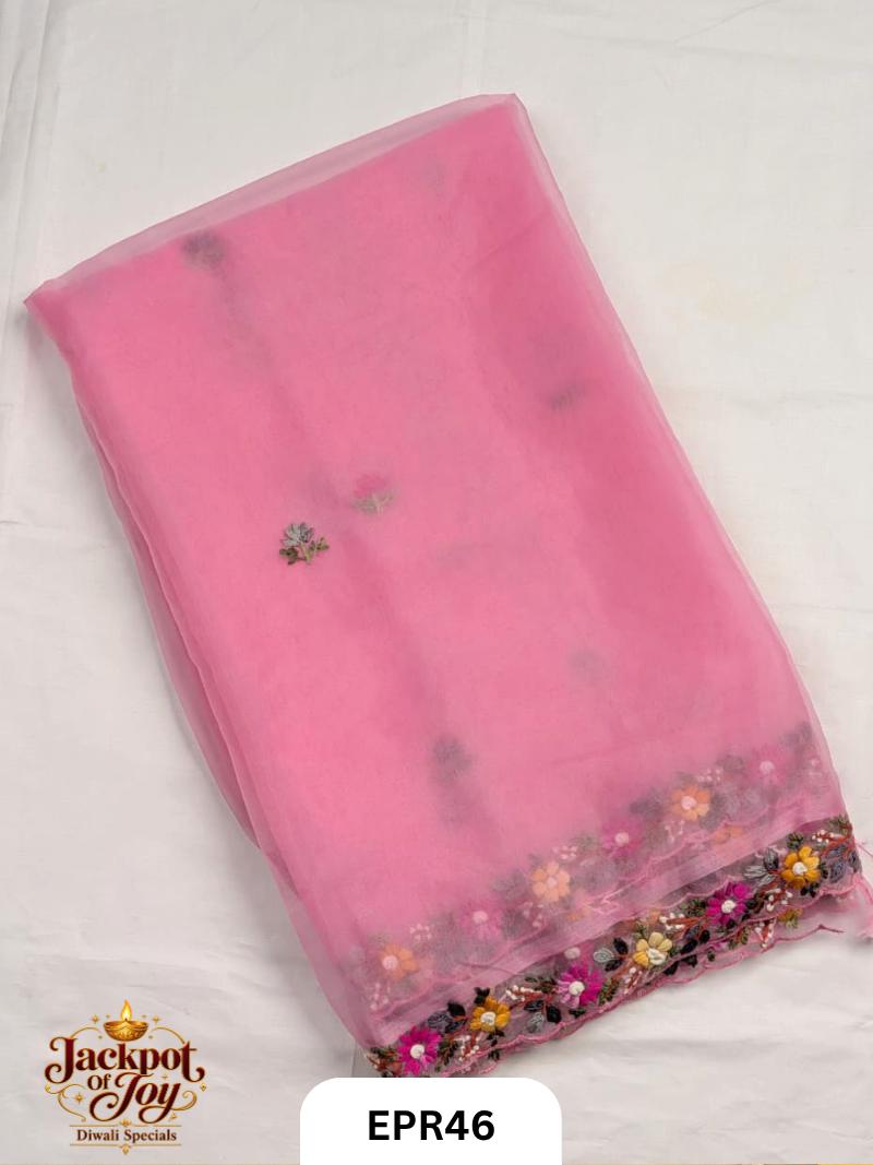 Semi Organza With Bullion Stitch Saree