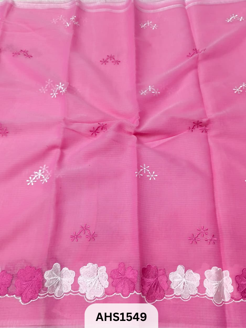 Kota Cotton Embroidery Work Saree With Blouse