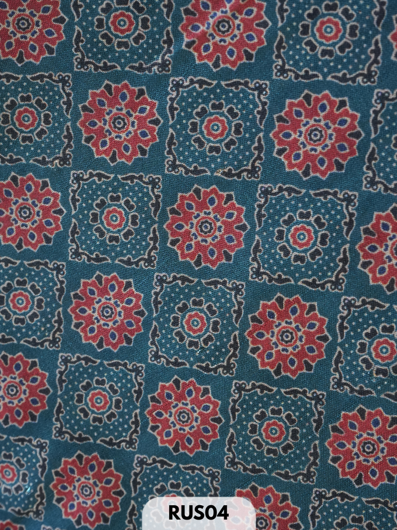 Dupion ajrakh fabric-1 mtr