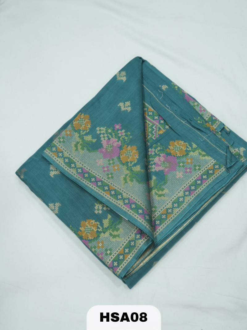 BANARAS RUSSIAN CROSS STICHED SILK SAREE