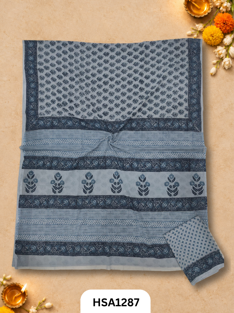 Hand block printed Hand tye-dye Lahriya Saree