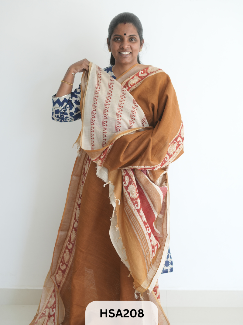 LENIN COTTON HANDBLOCK PRINTED SAREE