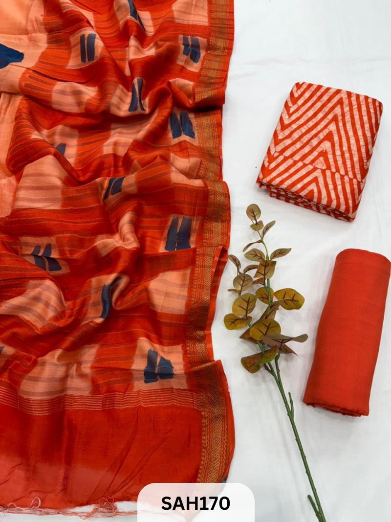 MAHESHWARI HANDBLOCK SALWAR SUIT 3PCS - UNSTITCHED
