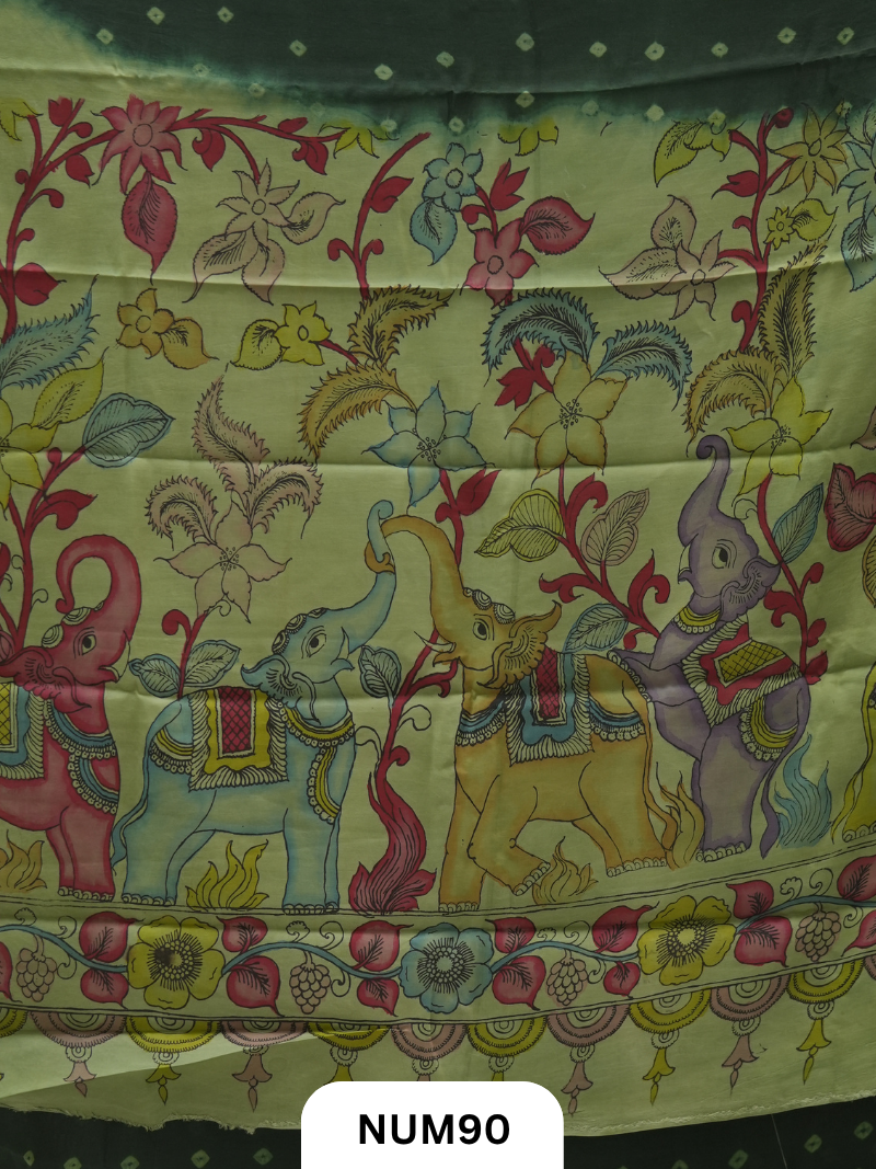 Modal Bandhini With Pure Penkalamkari Pallu And Blouse