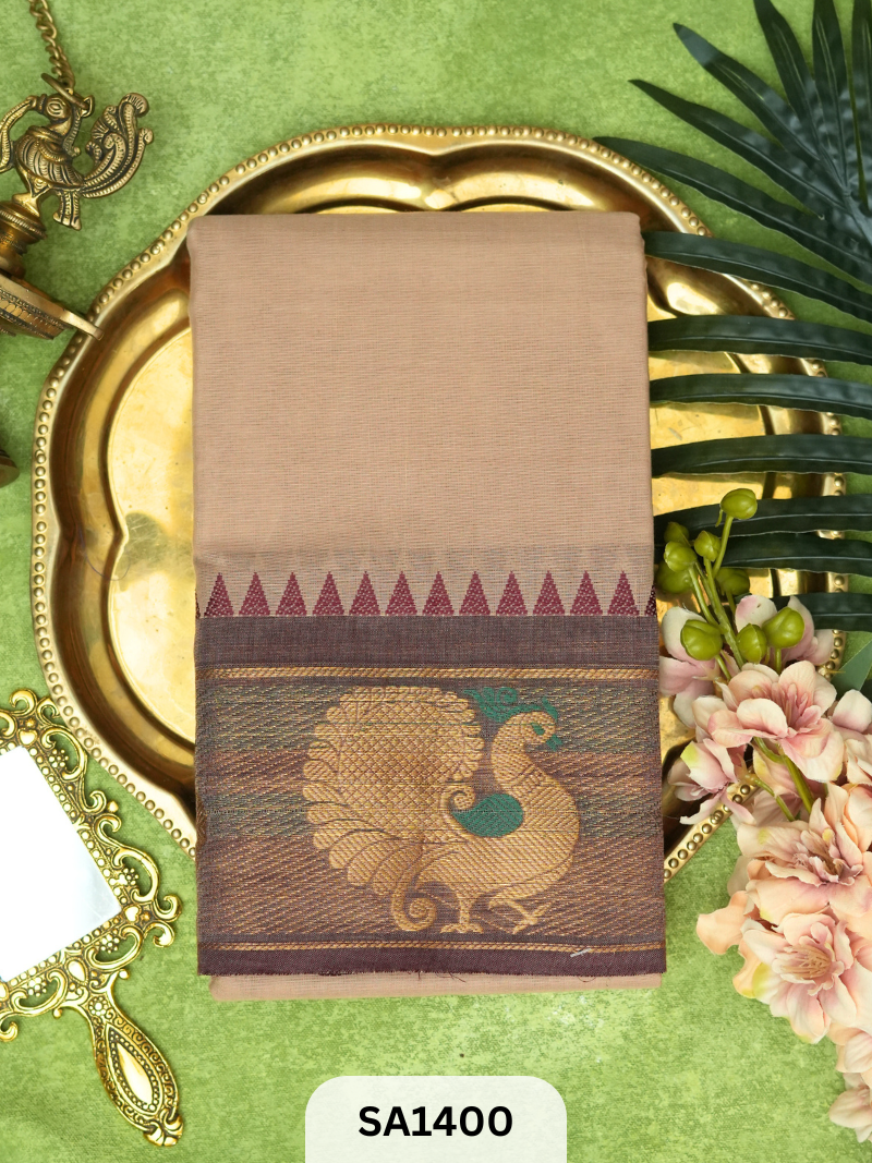 CHETTINAD COTTON SAREE | PEACOCK BORDER