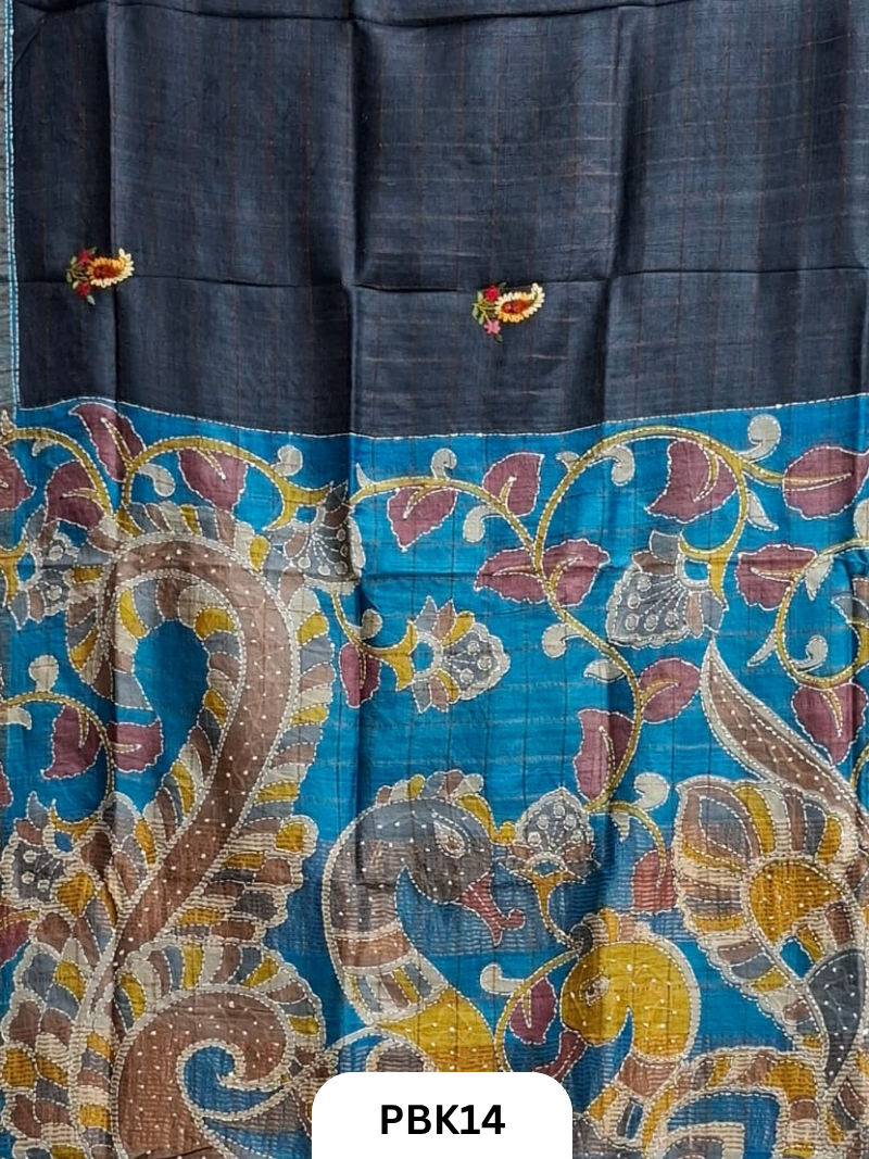 Pure Tussar Silk Saree with Heavy Embroidery & Bullion Stitch