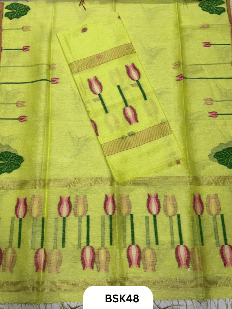 Premium Pure Handloom Linen Silk Salwar Top 2.7 mtr Duppata 2.5 mtr
