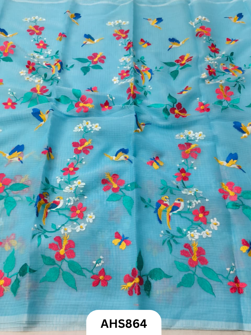 Cotton Kota Embroidery Work Saree