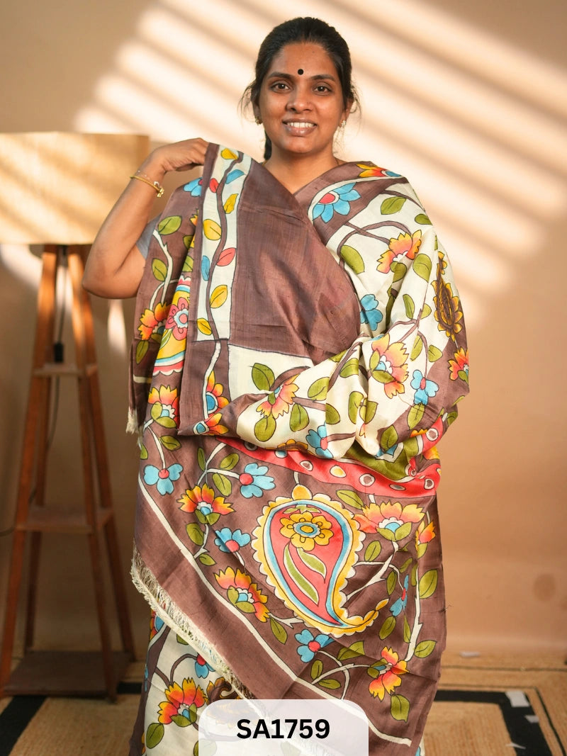 MURSHIDABAD SILK SAREE HAND PAINTED