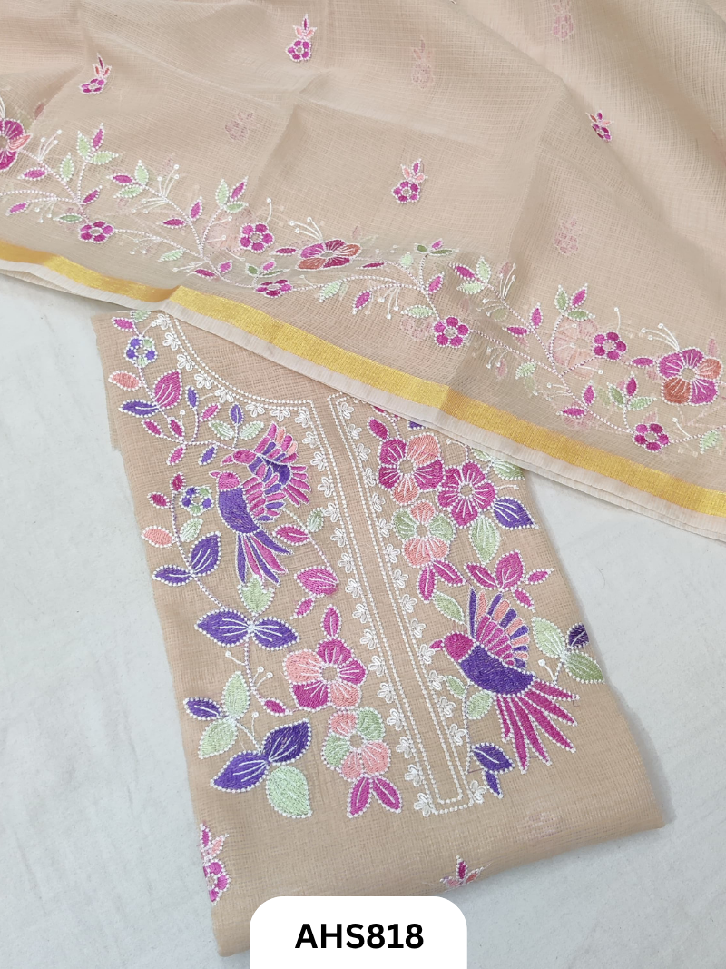 Kota Doria Premium Embroidery Work - Top and Duptta 2.5mtr