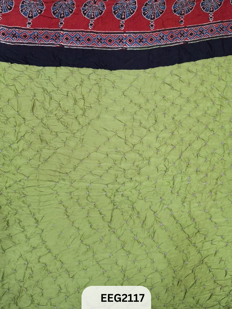 MODAL AJRAKH PRINT WITH BANDHEJ RUNNING FABRIC-1MTR