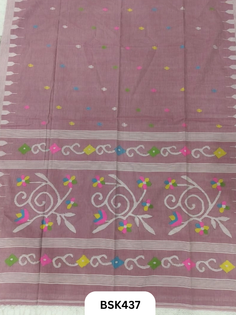 Handloom Pure Mul Cotton Needle Work Saree