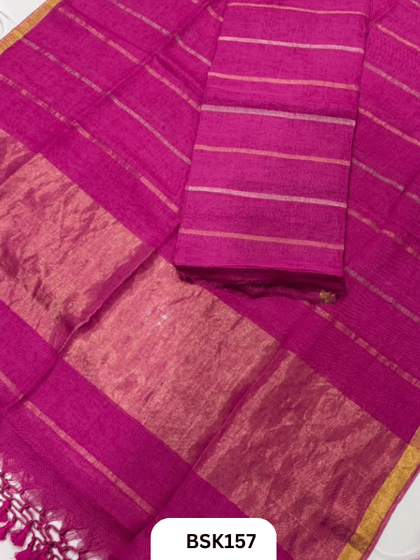 Pure Jayashree Premium Linen Salwar Suit 2pc Tissue Pallu and Stripe Weaving