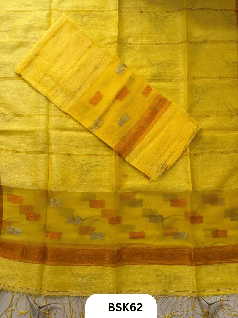 Premium Pure Handloom Linen Silk Salwar Top 2.7 mtr Duppata 2.5 mtr