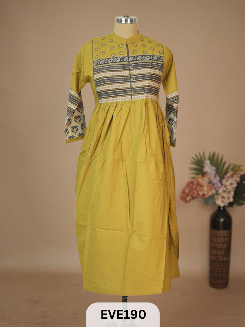 COTTON KURTI WITH MIRROR WORK