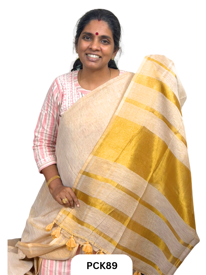 Soft Tissue Semi Linen Saree