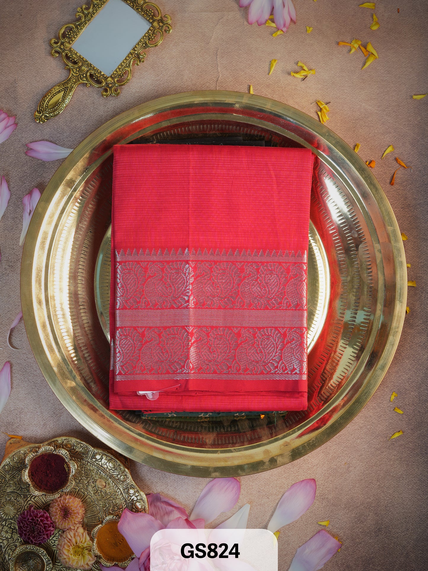 Pure Handloom Mangalgiri Pattu Material (2.5 Meters)