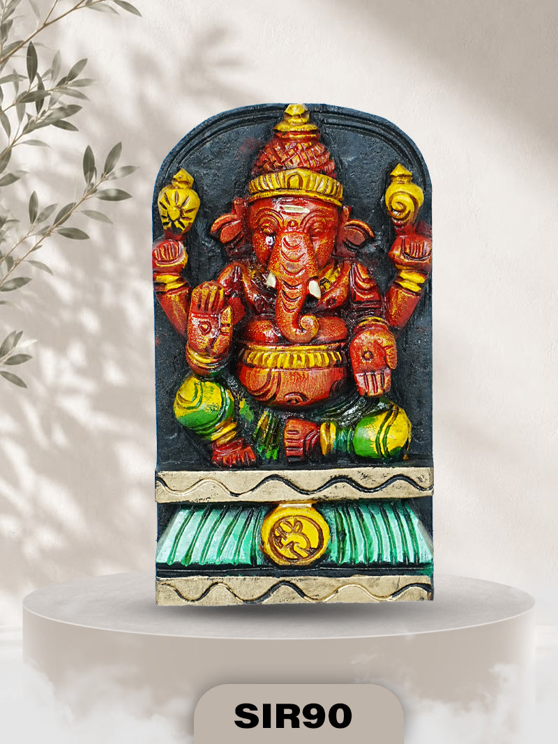 HANDCRAFTED LORD GANESHA WALL HANGING IDOL DIVINE VIGHNAHARTA HOME & TEMPLE DÉCOR | H:9 INCH W:4.5 INCH