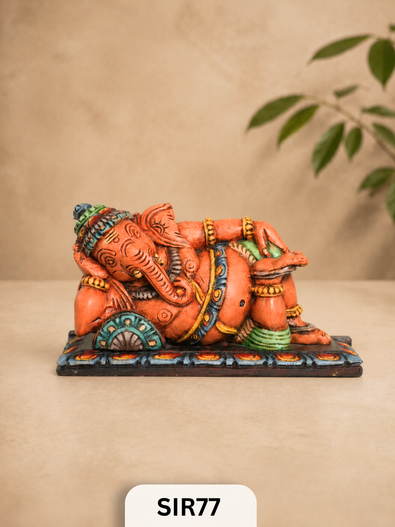 WOODEN SLEEPING GANESH - Height 9" INCH, WIDTH 16"INCH