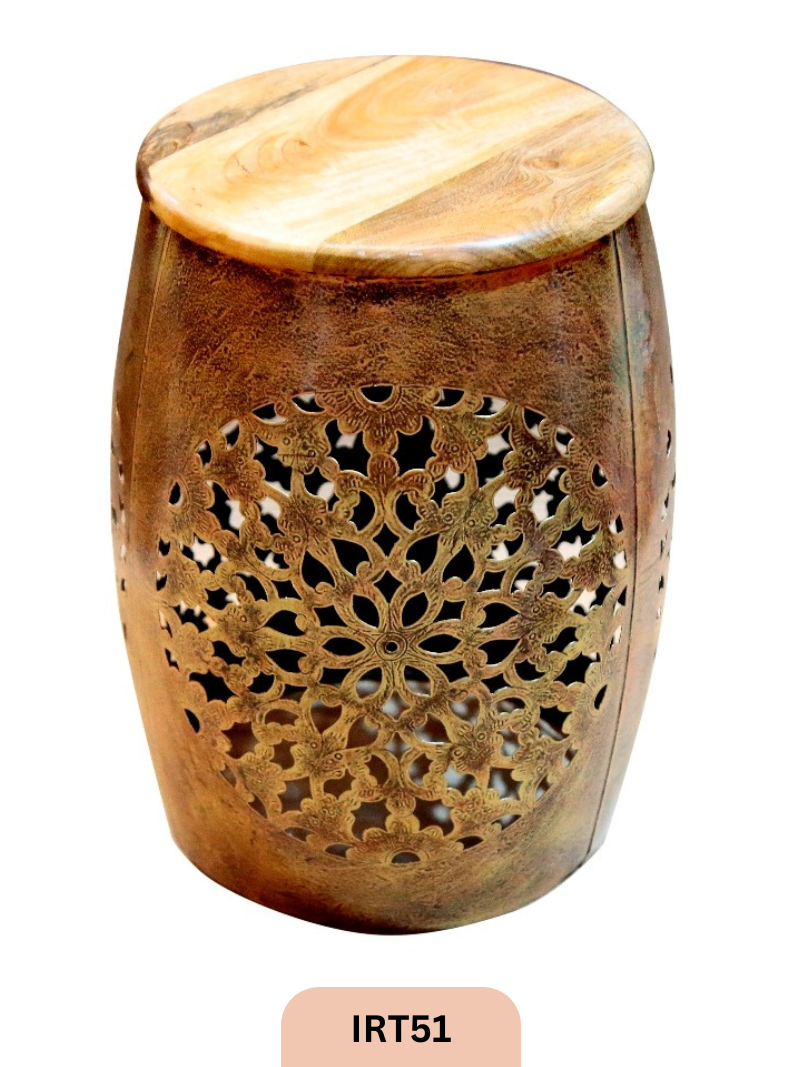 IRON DAMROO STOOL - 33CM DIAMETER x 44CM HEIGHT