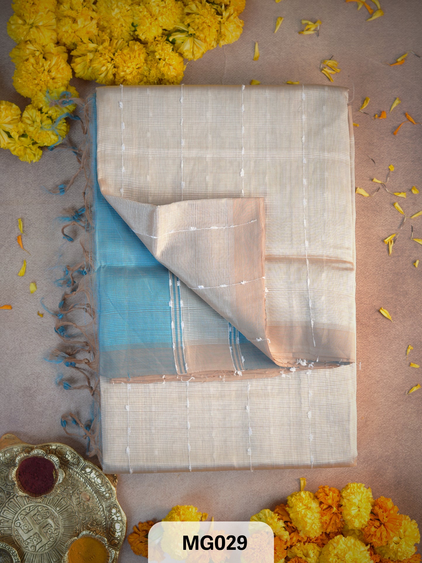Handloom Mangalgiri saree with Jute Border