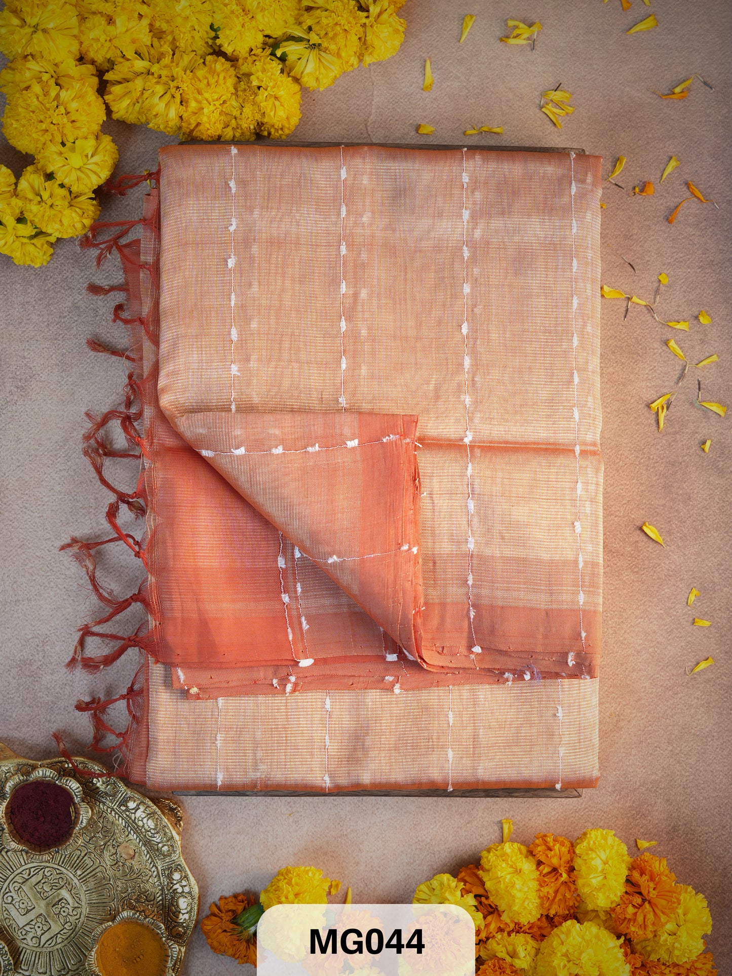 Handloom Mangalgiri saree with Jute Border