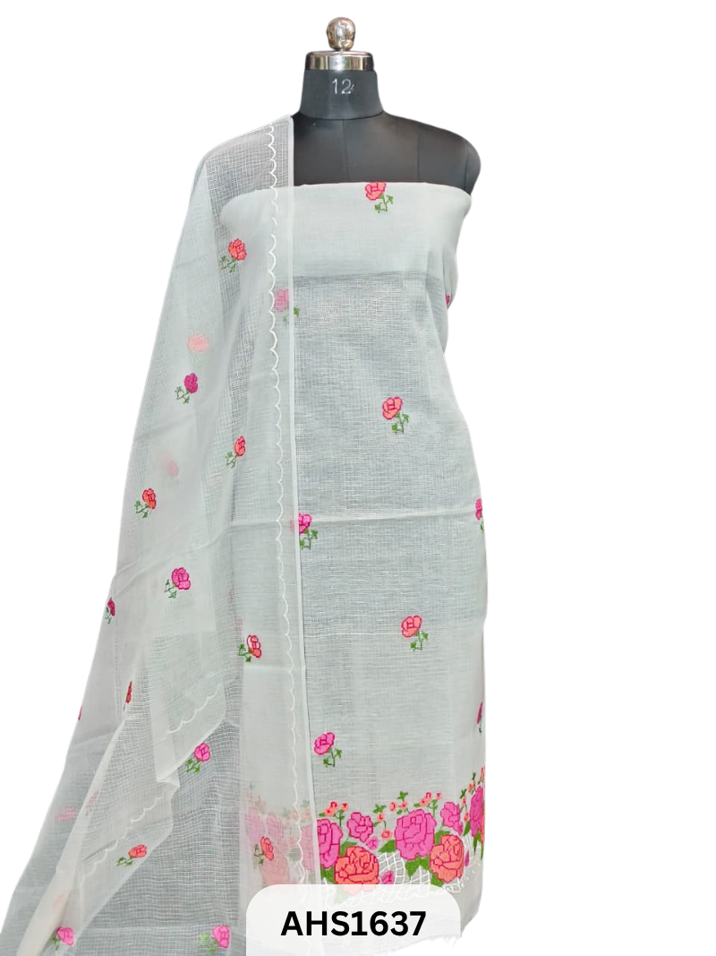 Soft Kota Embroidery Work Dress Material Top & Dupatta