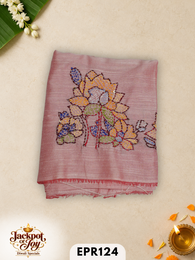 Raw silk with Kantha Blouse