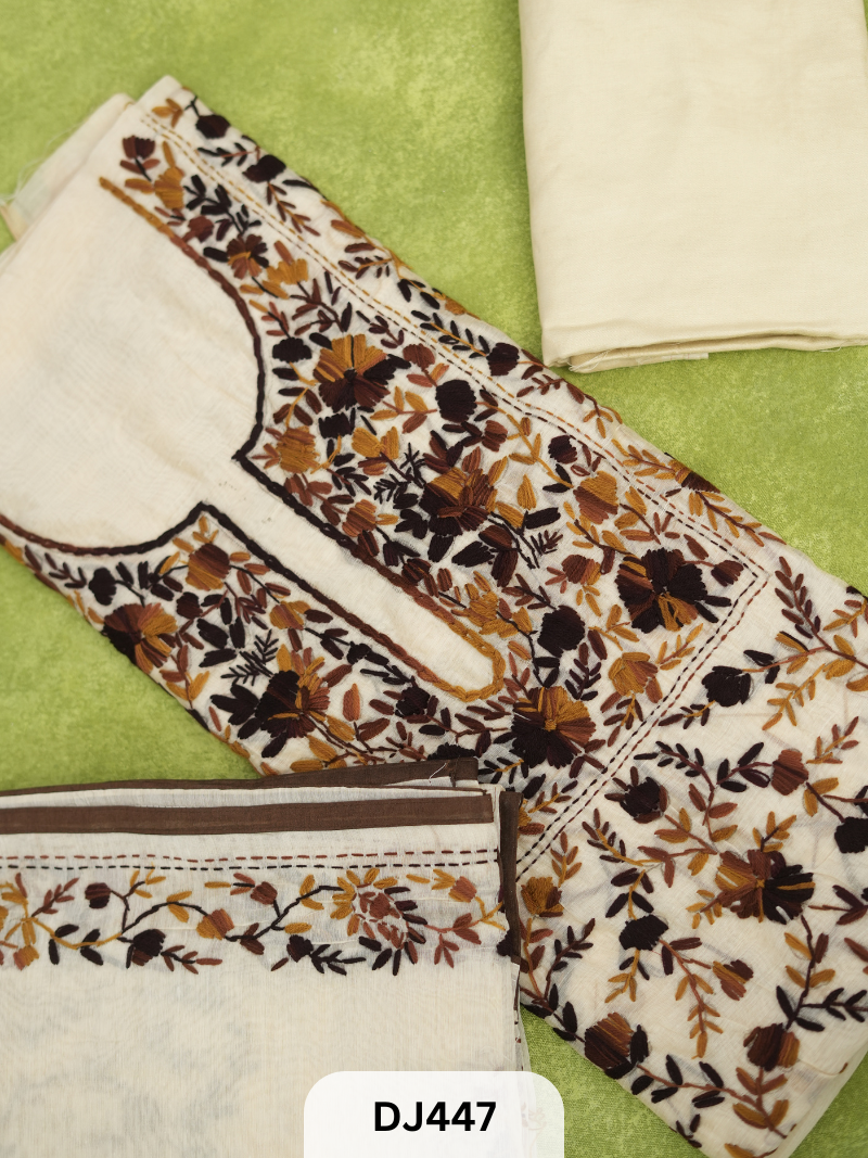 Dupion Chanderi Silk With Hand Kantha Stitch