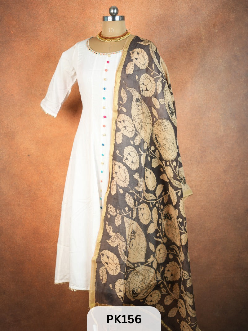 Chanderi Silk Pen Kalamkari dupatta