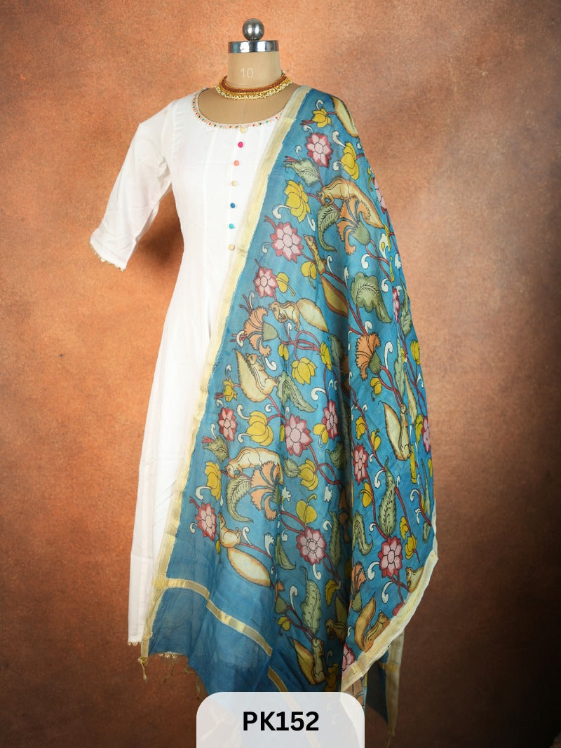Chanderi Silk Pen Kalamkari dupatta