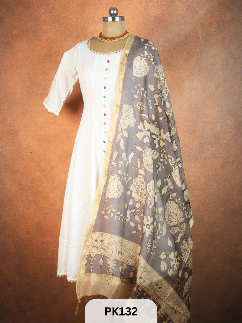 Chanderi Silk Pen Kalamkari dupatta