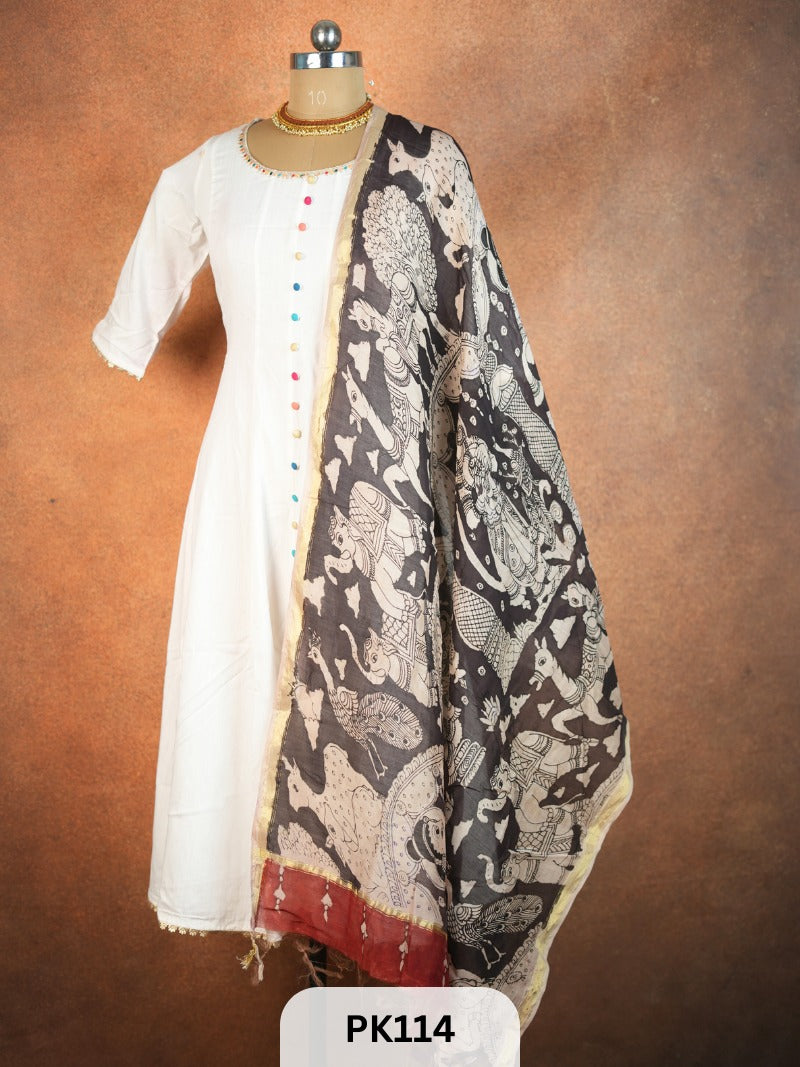 Chanderi Silk Pen Kalamkari dupatta