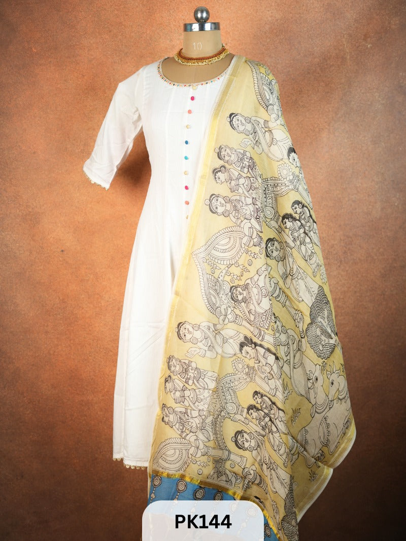 Chanderi Silk Pen Kalamkari dupatta
