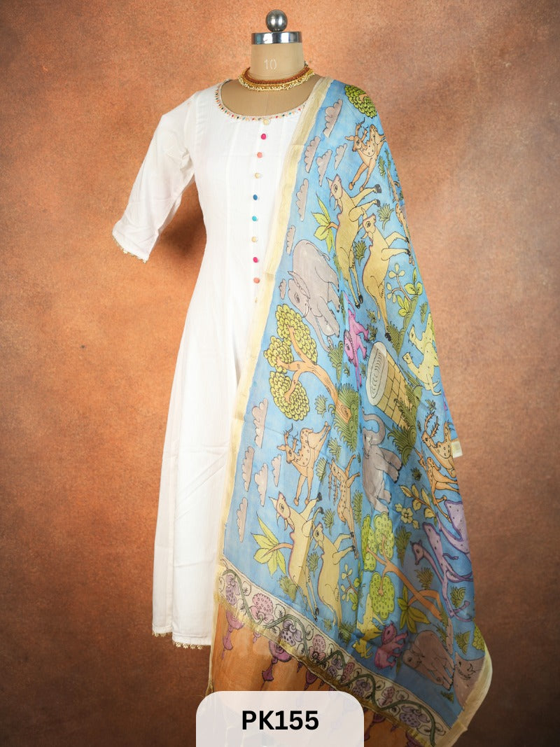 Chanderi Silk Pen Kalamkari dupatta