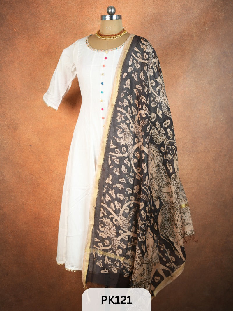 Chanderi Silk Pen Kalamkari dupatta