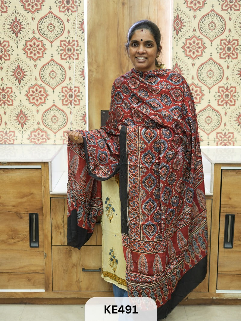 PURE MODAL AJRAKH DUPPATA or MAKE 2.5MTR TOP