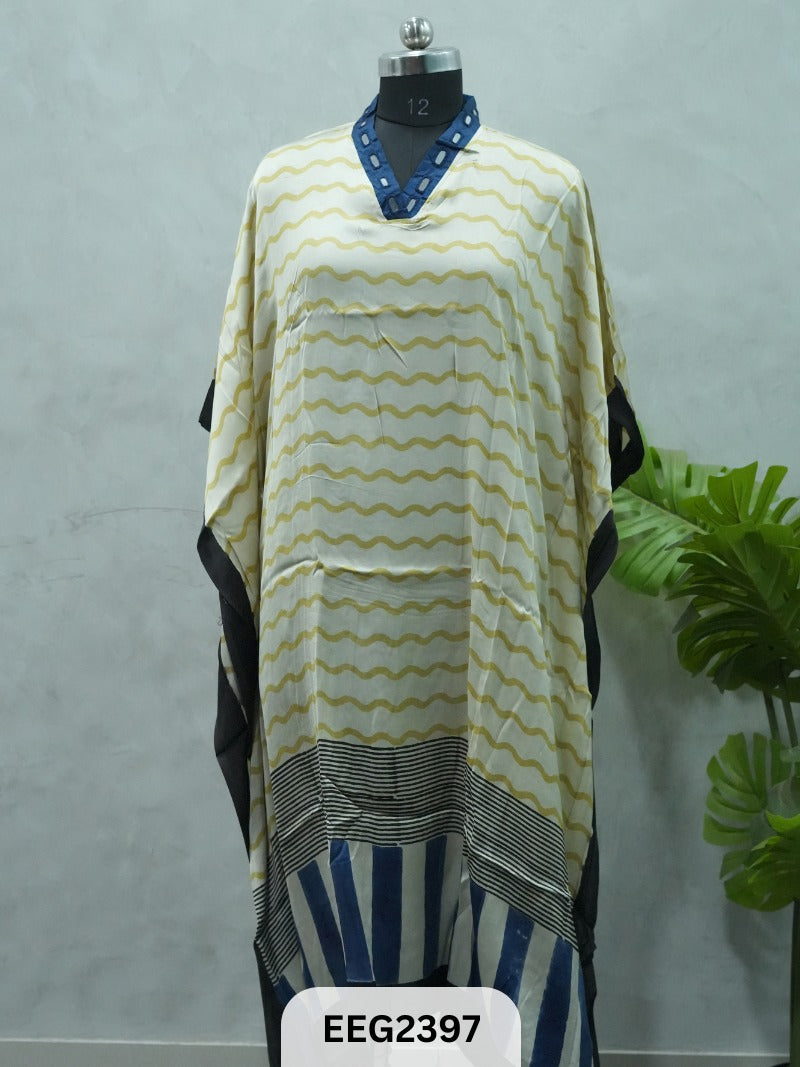 MODAL KHAFTAN WITH MIRROR WORK NECKLINE