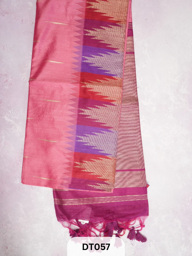 DUPION TUSSAR TEMPLE BORDER SAREE